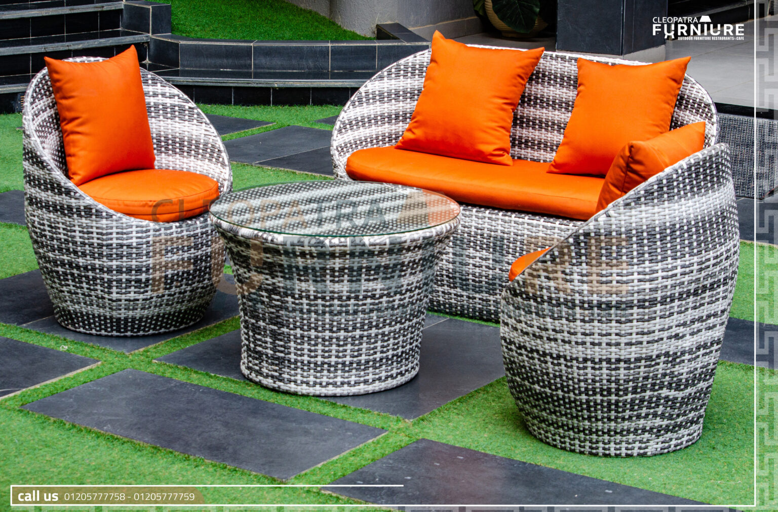 Round rattan ball set Cleopatra Rattan